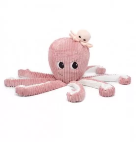 Peluche Ptipotos pieuvre maman bébé rose signée Les Déglingos